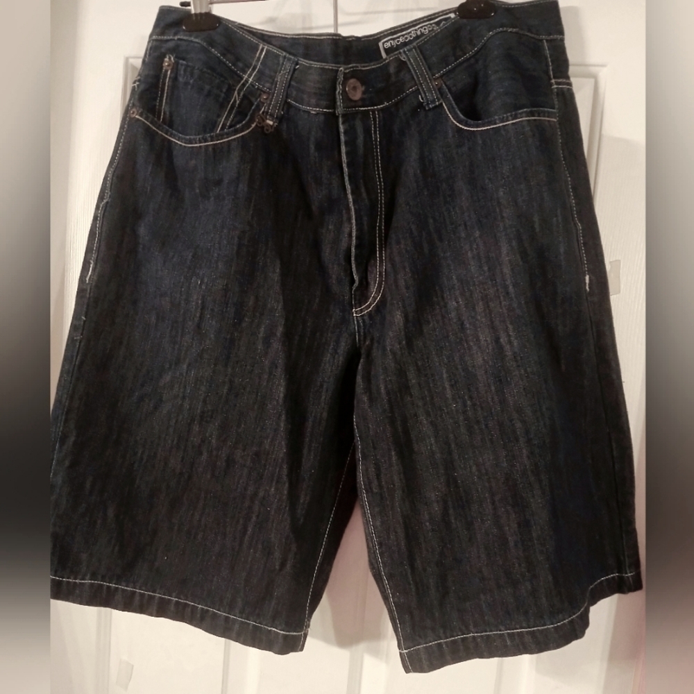 Vintage ENYCE men's Wide Leg Denim Shorts Embroidered Logo Size 40